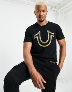 Футболка с фольгированным принтом True Religion-Черный цвет