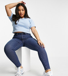 Темно-голубые джинсы зауженного кроя с завышенной талией Dr Denim Plus Moxy-Голубой