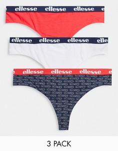 Набор из 3 стрингов темно-синего, белого и красного цветов с логотипом на поясе ellesse-Красный