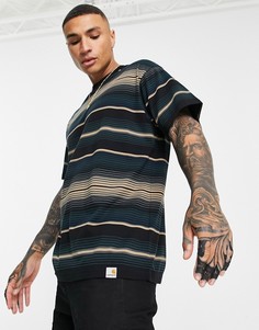 Темно-зеленая футболка в полоску Carhartt WIP Tuscon-Зеленый цвет