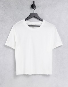 Футболка из органического хлопка с короткими рукавами с отворотами Miss Selfridge-Белый