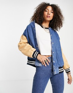 Синяя джинсовая куртка в университетском стиле Topshop-Голубой