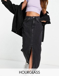 Черная выбеленная джинсовая юбка макси из смесового органического хлопка в стиле 90-х ASOS DESIGN Hourglass-Черный цвет