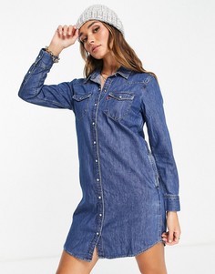 Синее джинсовое платье-рубашка в ковбойском стиле Levis-Голубой Levis®