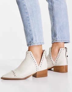Белые кожаные ботильоны с вырезом на каблуке Steve Madden-Светло-бежевый цвет