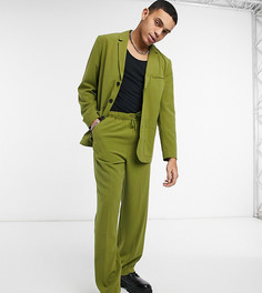Свободные эластичные строгие брюки цвета хаки Reclaimed Vintage inspired-Зеленый цвет
