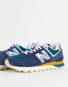 Кроссовки темно-синего/бирюзового цвета New Balance 574-Темно-синий