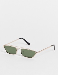 Солнцезащитные очки в стиле унисекс в металлической золотистой оправе с плоской планкой AJ Morgan-Золотистый