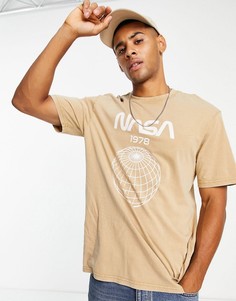 Бежевая oversized-футболка с принтом "NASA" на груди Only & Sons-Светло-бежевый цвет