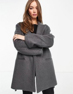 Серое oversized-пальто в винтажном стиле с начесом ASOS DESIGN-Серый