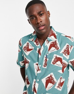 Рубашка с принтом лошадей Original Penguin-Голубой
