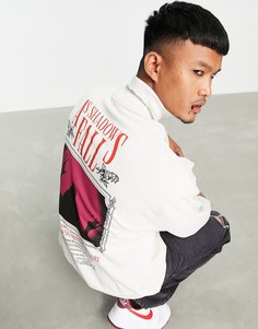 Oversized-свитшот белого цвета с принтом постера к фильму в готическом стиле на спине ASOS DESIGN-Белый