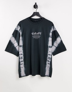 Oversized-футболка тай-дай с принтом в стиле гранж ASOS DESIGN-Черный цвет