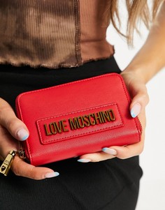 Красный кошелек с логотипом Love Moschino