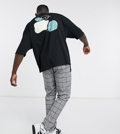 Oversized-футболка из органического хлопка черного цвета с принтом на спине ASOS DESIGN-Черный цвет