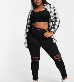 Супероблегающие джинсы средней посадки с прорезями Dr Denim Plus-Черный цвет