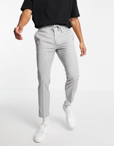 Серые строгие брюки-джоггеры скинни Topman-Серый