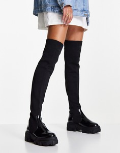 Черные ботфорты на массивной плоской подошве ASOS DESIGN Kimmy-Черный цвет