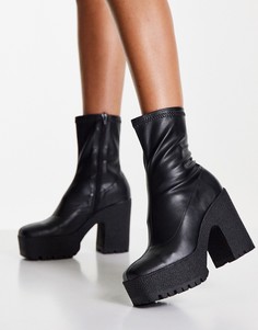 Черные ботильоны на высоком каблуке ASOS DESIGN Elena-Черный цвет