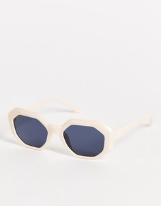Женские солнцезащитные очки в шестигранной оправе кремового цвета AJ Morgan-Белый