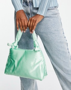 Мягкая атласная сумка на плечо мятного цвета с узлами Ego-Зеленый цвет ЭГО