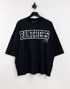 Oversize-футболка с принтом спереди и на спине ASOS DESIGN NFL Panther-Черный цвет