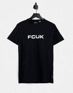 Черная футболка с логотипом FCUK-Черный цвет French Connection
