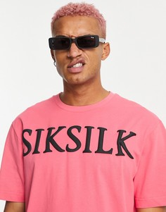 Розовая oversized-футболка с логотипом SikSilk-Розовый цвет