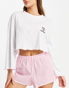 Цветная пижама с топом и шортами со слоганом Topshop-Разноцветный
