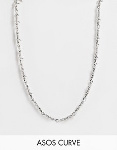 Серебристое тонкое ожерелье с дизайном «колючая проволока» ASOS DESIGN Curve-Серебряный