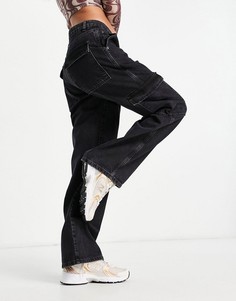 Черные выбеленные «мешковатые» джинсы бойфренда из смесового органического хлопка с заниженной талией ASOS DESIGN-Черный цвет