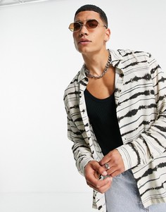 Разноцветная рубашка с принтом в горизонтальную полоску Topman-Разноцветный