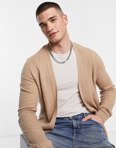 Облегающий бежевый кардиган из фактурного трикотажа ASOS DESIGN-Светло-бежевый цвет