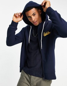 Темно-синий худи с логотипом и сквозной молнией Jack & Jones