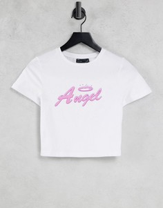 Белая облегающая футболка с принтом "Angel" ASOS DESIGN Halloween-Белый
