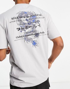 Серая футболка с принтом дракона River Island-Серый