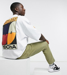 Белая oversized-футболка с разными принтами и логотипом ASOS Daysocial-Белый