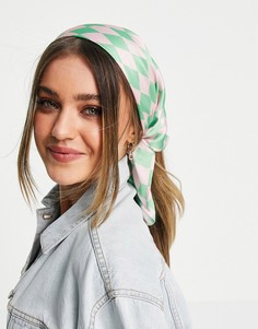 Платок на голову из полисатина с принтом в клетку ASOS DESIGN-Многоцветный