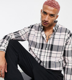 Розовая удлиненная oversized-рубашка в крупную клетку в стиле 90-х ASOS DESIGN-Розовый цвет