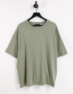 Свободная футболка цвета хаки из плотного органического хлопка ASOS DESIGN-Зеленый цвет