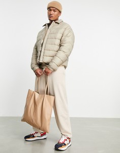 Стеганая светло-бежевая куртка с декоративной строчкой ASOS DESIGN-Светло-бежевый цвет