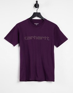 Фиолетовая свободная футболка с вышитым логотипом Carhartt WIP-Фиолетовый цвет