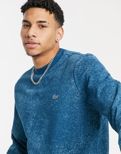 Свитшот с круглым вырезом и принтом Lacoste-Голубой