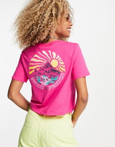 Розовая укороченная футболка с принтом на спине Element Positivity-Розовый цвет