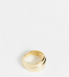 Позолоченное кольцо с рельефными полосками Orelia-Золотистый