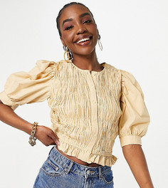 Бежевая блузка с плиссировкой Pieces Tall-Светло-бежевый