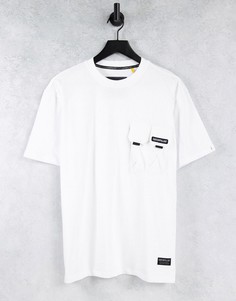 Белая футболка с двойным карманом и логотипом Caterpillar-Белый
