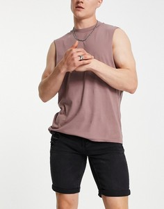 Черные выбеленные джинсовые шорты с эффектом потертости Only & Sons-Черный цвет