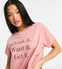 Розовая спортивная футболка в стиле oversized с логотипом Hoxton Haus Petite-Розовый цвет