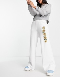 Спортивные штаны с принтом подсолнухов от комплекта Hollister Earth Day-Белый